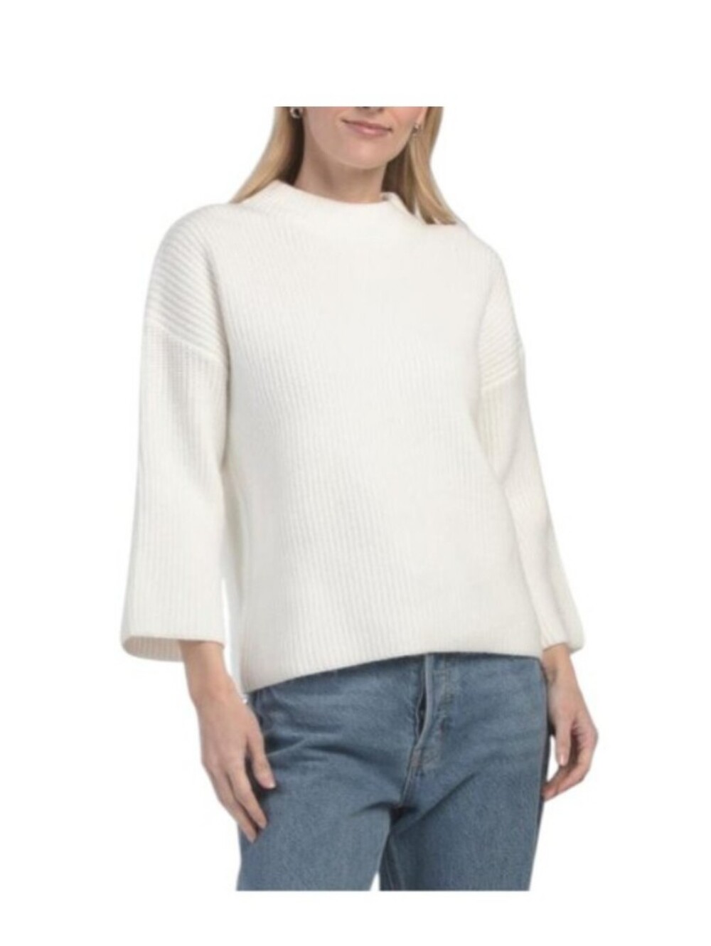 Nicole Miller Ribbed Mid Sleeve Sweater